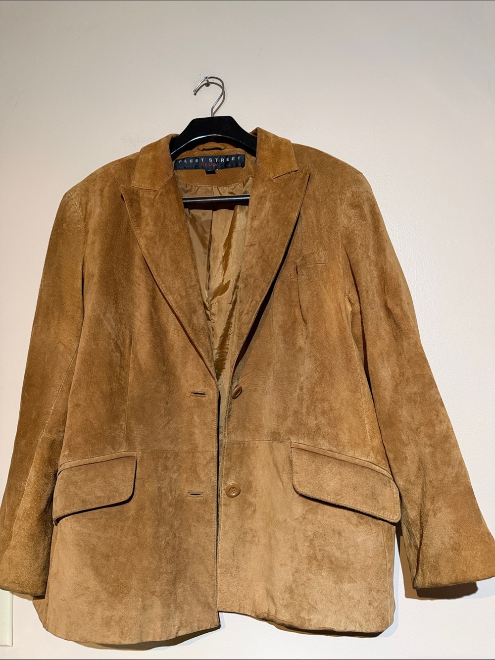 Vintage leather Classic Women's Suede Blazer Jacket in Camel Brown